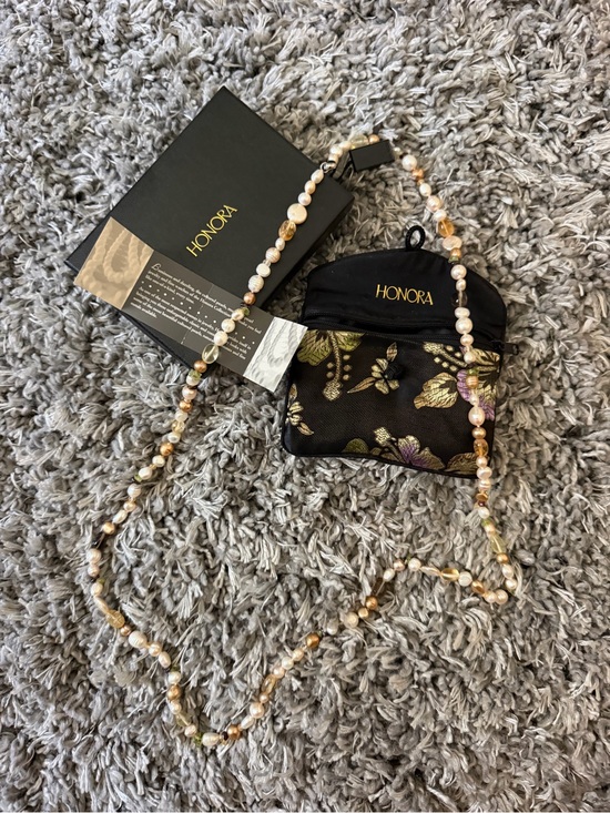 Honora Jewelry - Honora Pearl and Gold Tone Bead Long Necklace
